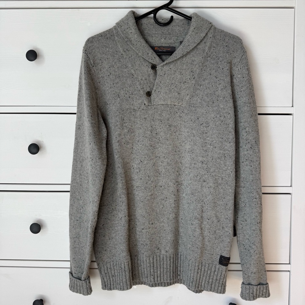 The Original Ben Sherman Men's Cable Knit Cowl Neck Wool Blend Sweater Medium